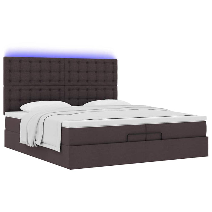Cadru de pat otoman cu saltele țesătură maro închis 200x200cm WALTI