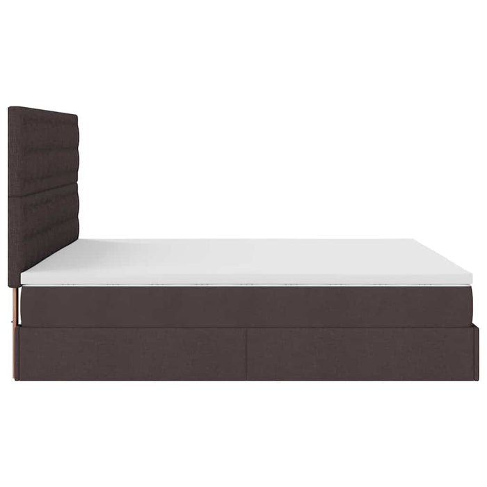 Cadru de pat otoman cu saltele țesătură maro închis 200x200cm WALTI