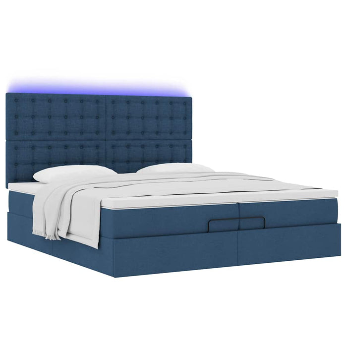Cadru de pat otoman cu saltele, țesătură albastră 200x200cm - WALTI WALTI
