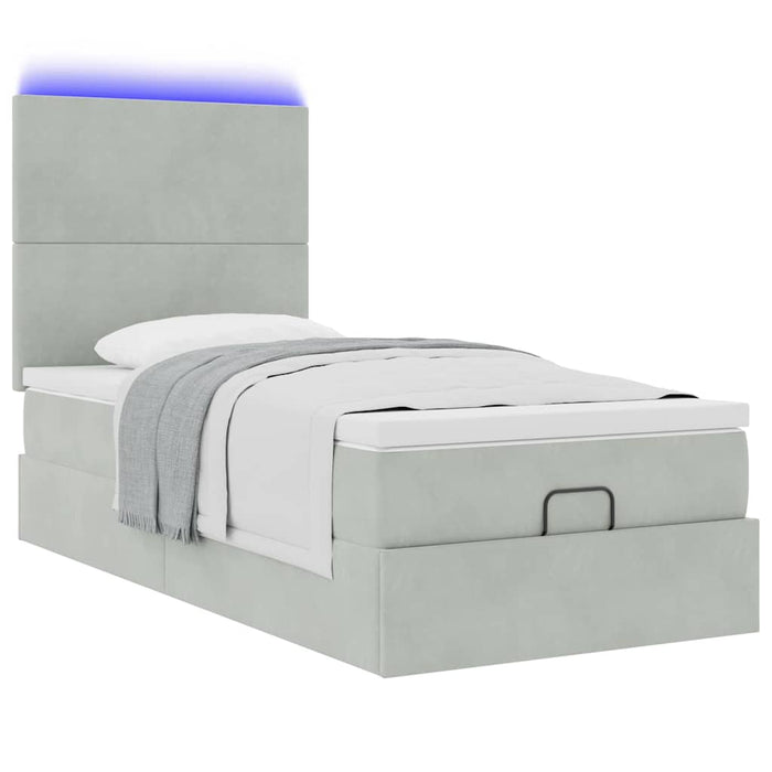 Cadru de pat otoman cu saltea Gri deschis 80x200cm catifea - WALTI WALTI
