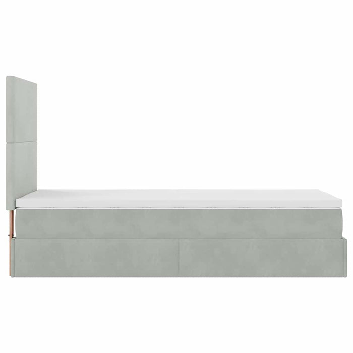 Cadru de pat otoman cu saltea Gri deschis 80x200cm catifea - WALTI WALTI