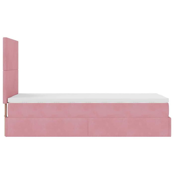 Cadru de pat otoman cu saltele Roz 80x200cm catifea - WALTI WALTI
