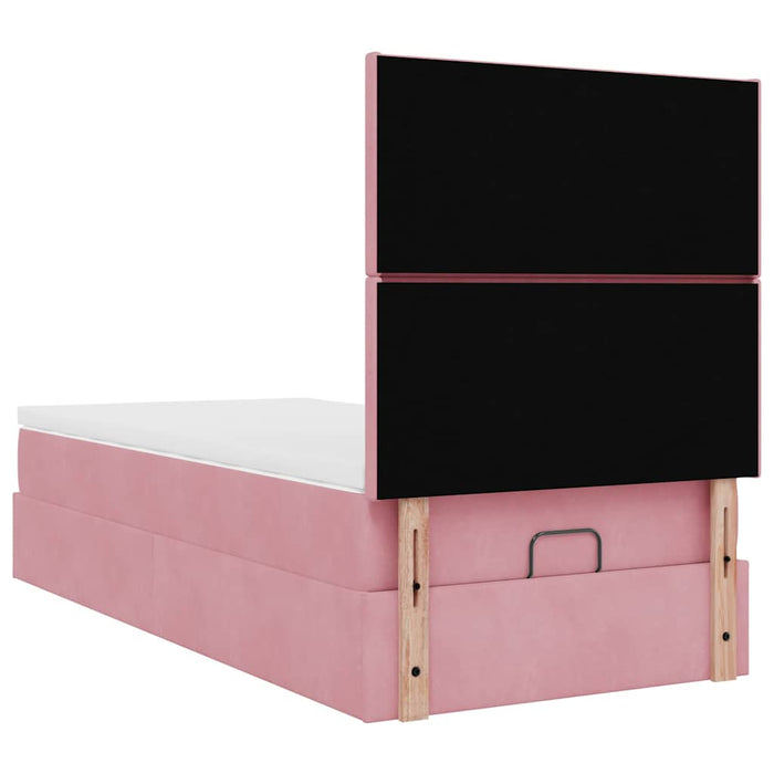 Cadru de pat otoman cu saltele Roz 80x200cm catifea - WALTI WALTI