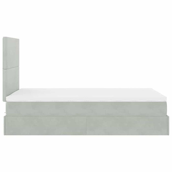 Cadru de pat otoman cu saltele Gri deschis 120x190cm catifea - WALTI WALTI