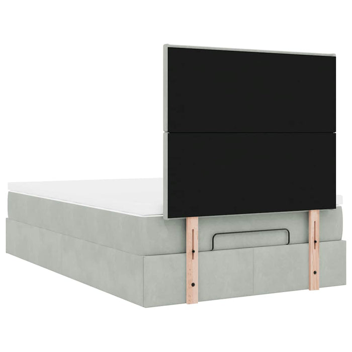 Cadru de pat otoman cu saltele Gri deschis 120x190cm catifea - WALTI WALTI