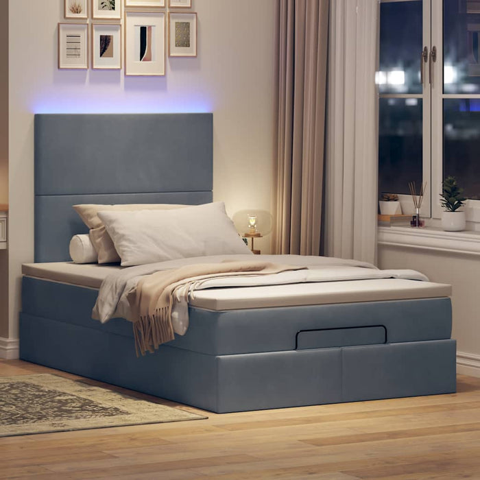 Cadru de pat otoman cu saltele Gri închis 120x190cm catifea - WALTI WALTI