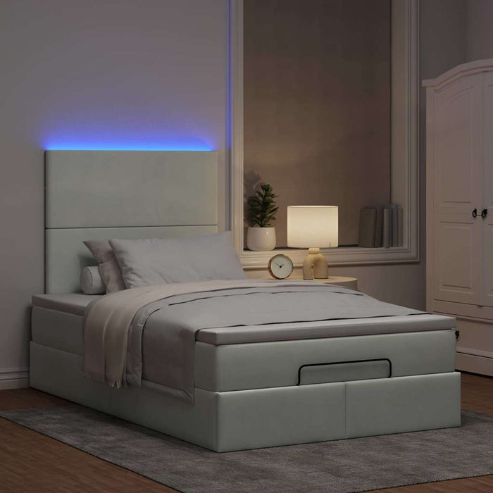 Cadru de pat otoman cu saltele Gri deschis 120x200cm catifea - WALTI WALTI