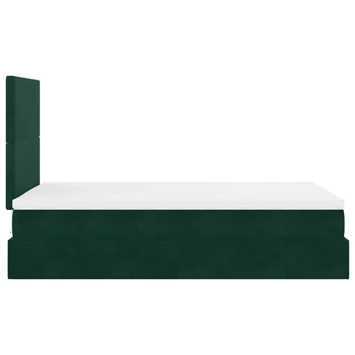 Cadru de pat otoman cu saltele, catifea verde închis 120x200cm - WALTI WALTI