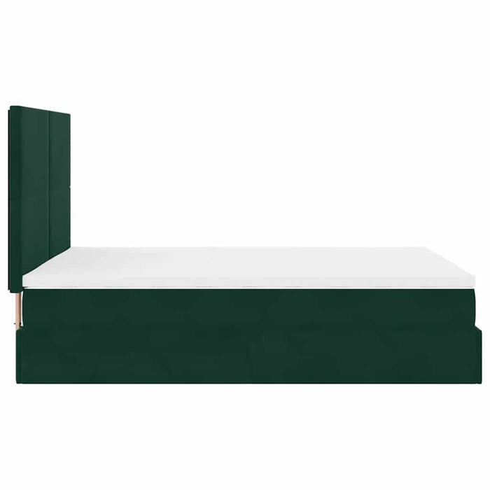 Cadru de pat otoman cu saltele, catifea verde închis 140x190cm - WALTI WALTI