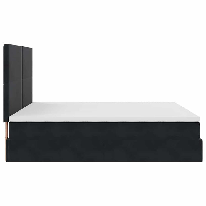 Cadru de pat otoman cu saltele, catifea neagră 180x200cm - WALTI WALTI