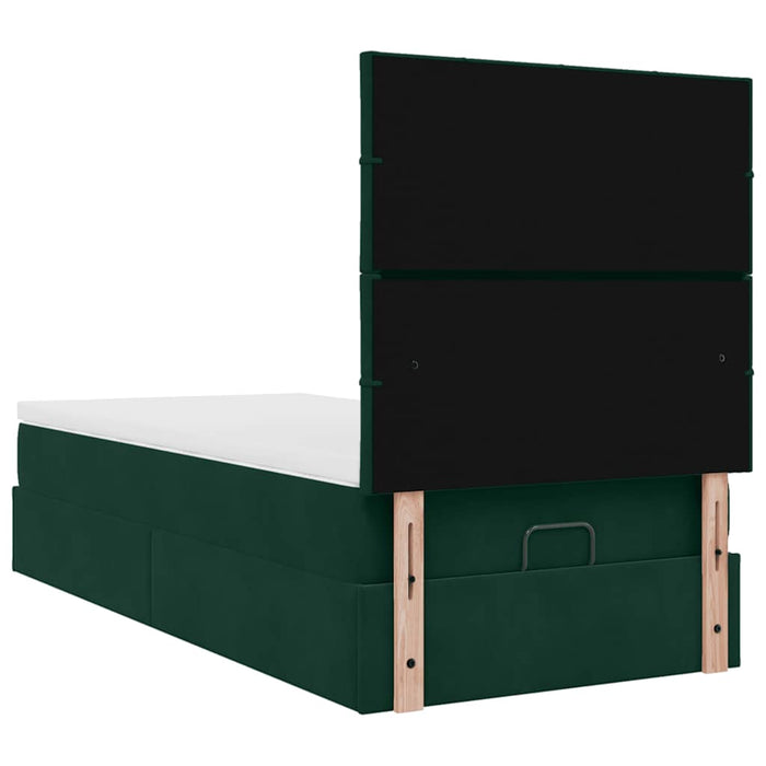 Cadru de pat otoman cu saltele, catifea verde închis 80x200cm - WALTI WALTI