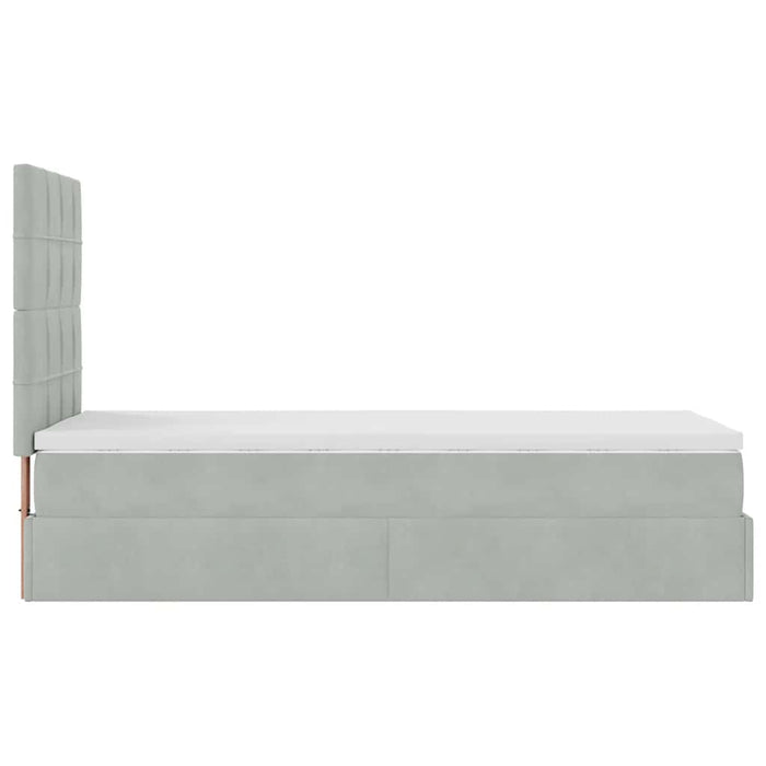 Cadru de pat otoman cu saltele Gri deschis 90x190cm catifea - WALTI WALTI