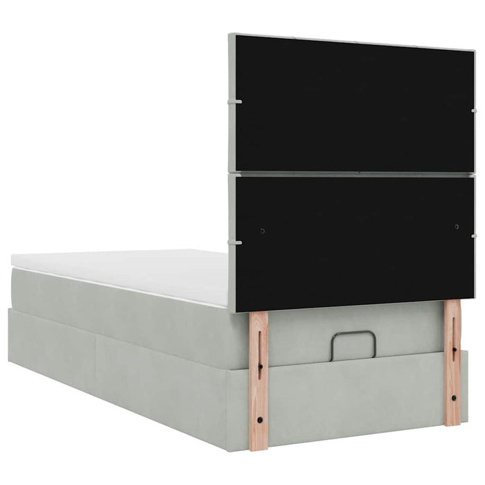Cadru de pat otoman cu saltele Gri deschis 90x190cm catifea - WALTI WALTI