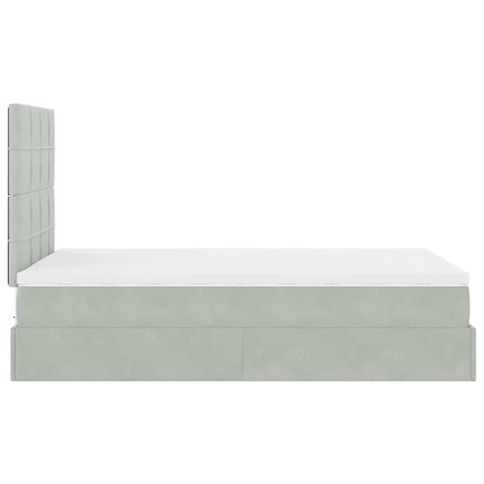 Cadru de pat otoman cu saltele Gri deschis 120x190cm catifea - WALTI WALTI
