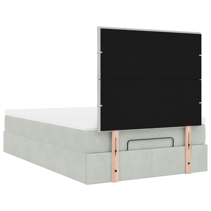 Cadru de pat otoman cu saltele Gri deschis 120x190cm catifea - WALTI WALTI