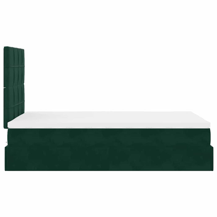 Cadru de pat otoman cu saltele, catifea verde închis 120x190cm - WALTI WALTI