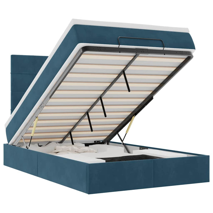 Cadru pat otoman cu saltele Albastru închis 120x190cm catifea - WALTI WALTI