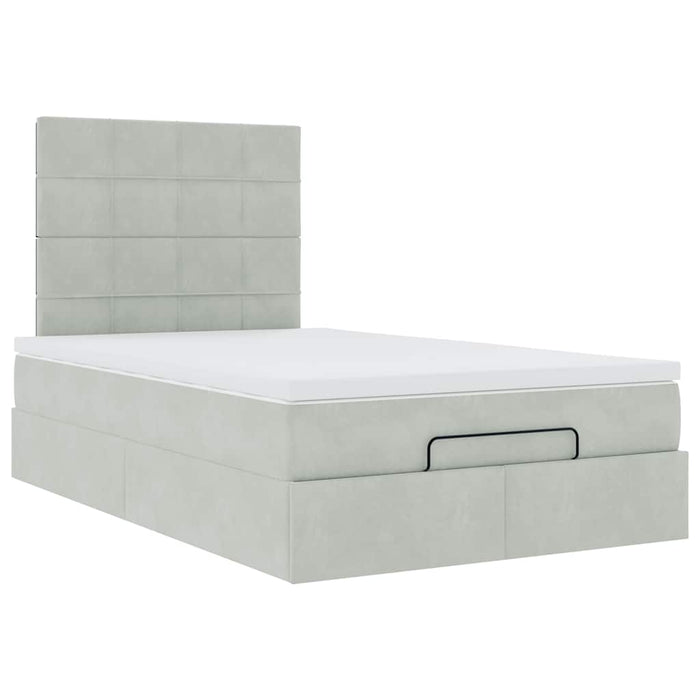 Cadru de pat otoman cu saltele Gri deschis 120x200cm catifea - WALTI WALTI