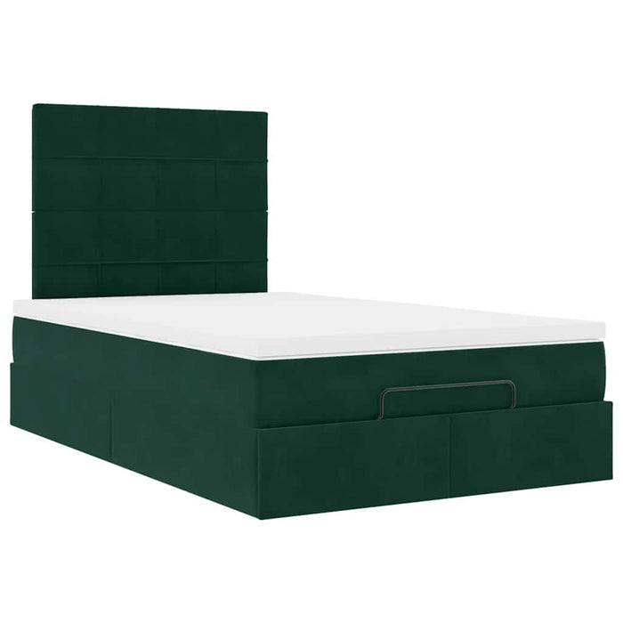 Cadru de pat otoman cu saltele, catifea verde închis 120x200cm - WALTI WALTI