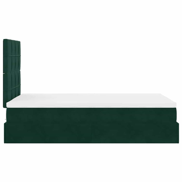 Cadru de pat otoman cu saltele, catifea verde închis 120x200cm - WALTI WALTI