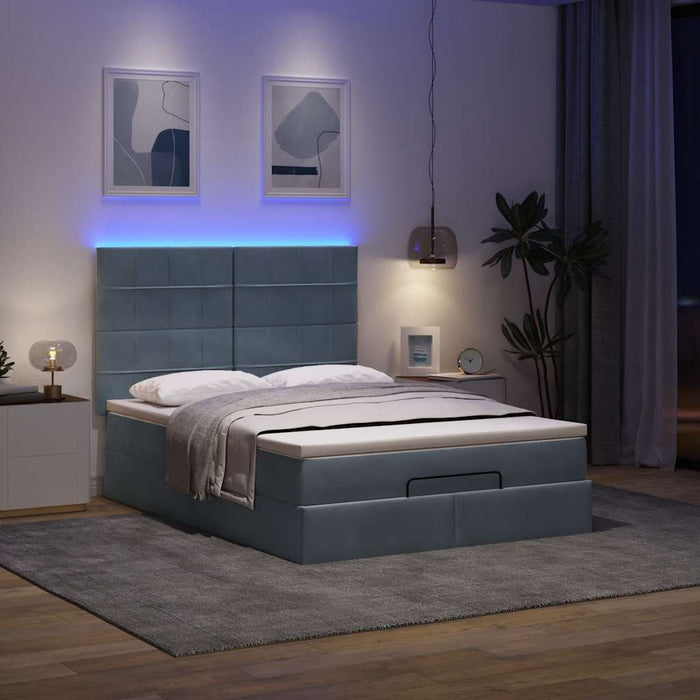 Cadru de pat otoman cu saltele Gri închis 140x190cm catifea - WALTI WALTI