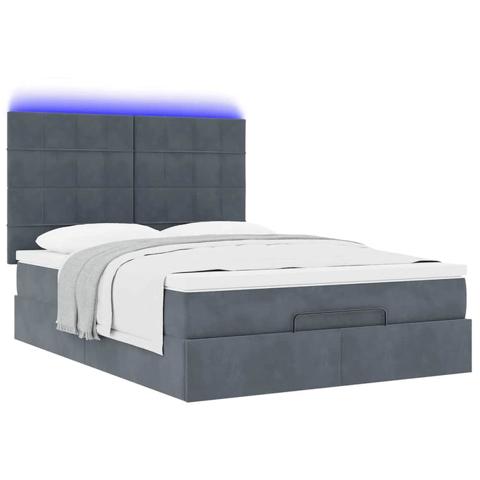 Cadru de pat otoman cu saltele Gri închis 140x190cm catifea - WALTI WALTI
