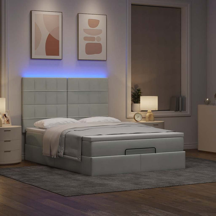 Cadru de pat otoman cu saltele Gri deschis 140x200cm catifea - WALTI WALTI