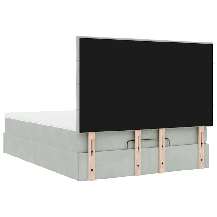 Cadru de pat otoman cu saltele Gri deschis 140x200cm catifea - WALTI WALTI