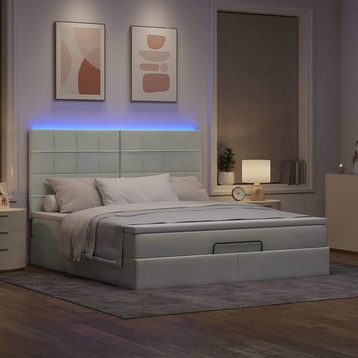 Cadru de pat otoman cu saltele Gri deschis 160x200cm catifea - WALTI WALTI