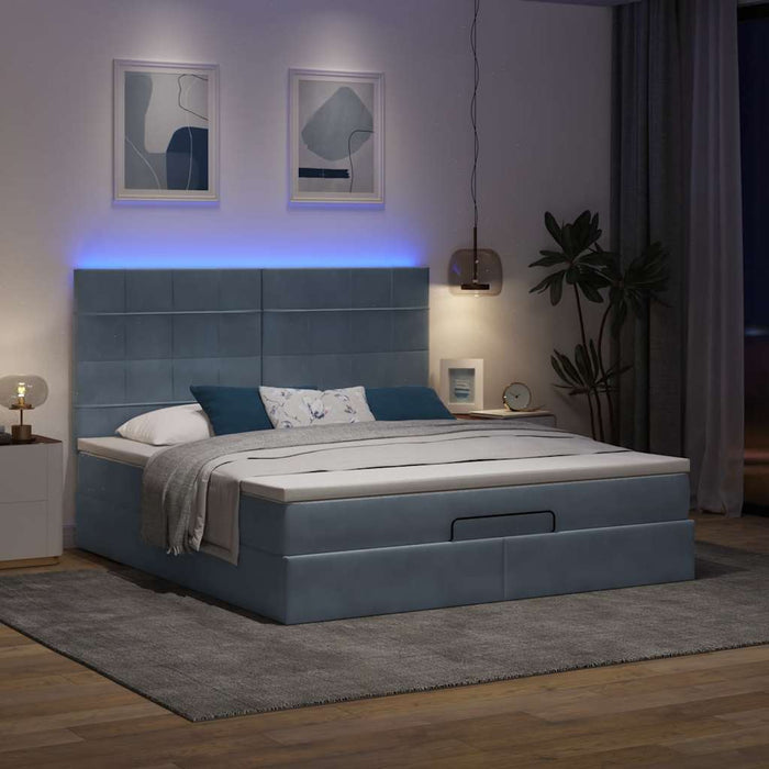 Cadru de pat otoman cu saltele Gri închis 160x200cm catifea - WALTI WALTI
