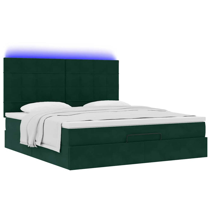 Cadru de pat otoman cu saltele Verde închis 160x200cm catifea - WALTI WALTI