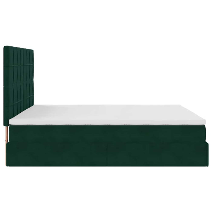 Cadru de pat otoman cu saltele Verde închis 160x200cm catifea - WALTI WALTI