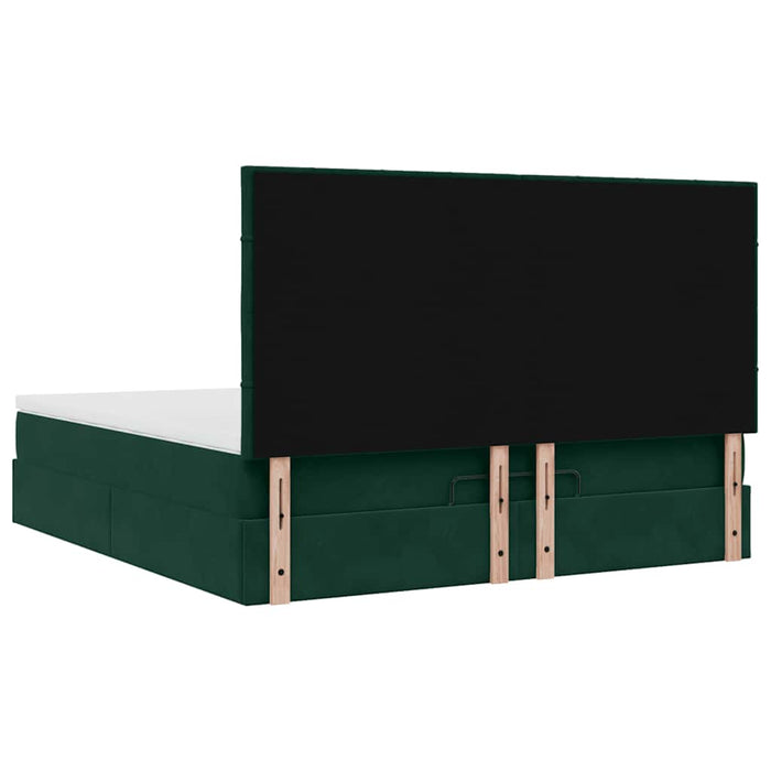 Cadru de pat otoman cu saltele Verde închis 160x200cm catifea - WALTI WALTI