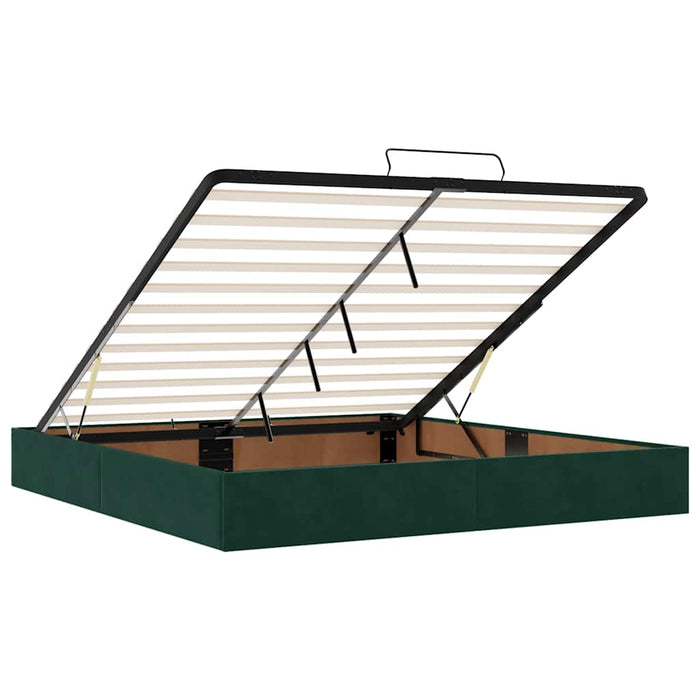 Cadru de pat otoman cu saltele Verde închis 160x200cm catifea - WALTI WALTI
