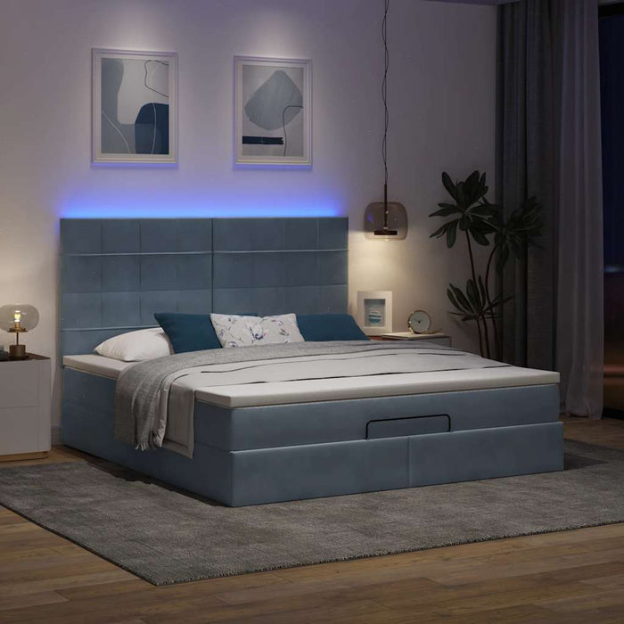 Cadru de pat otoman cu saltele Gri închis 180x200cm catifea - WALTI WALTI