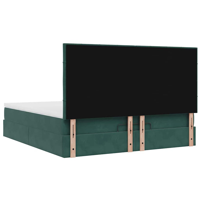 Cadru de pat otoman cu saltele, catifea verde închis 180x200cm - WALTI WALTI