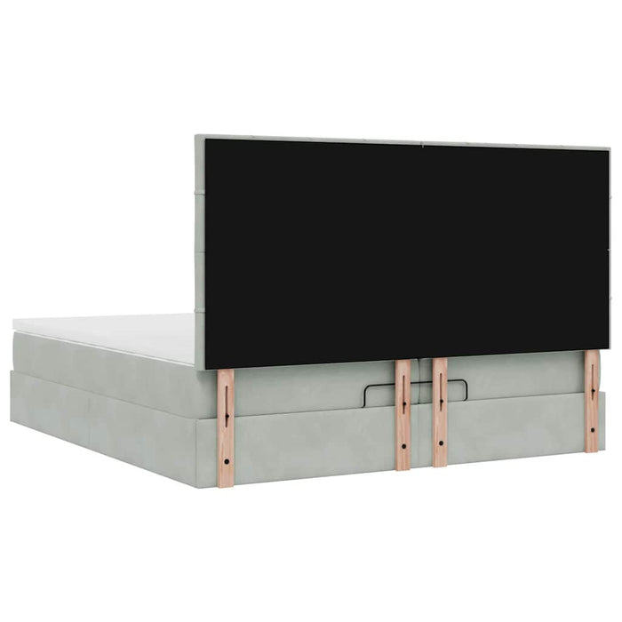 Cadru de pat otoman cu saltele Gri deschis 200x200cm catifea - WALTI WALTI