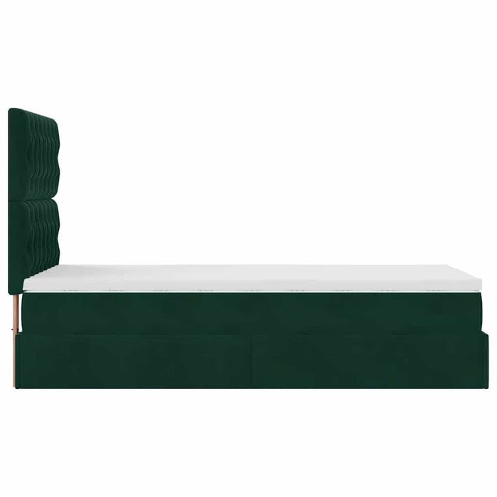 Cadru de pat otoman cu saltele, catifea verde închis 80x200cm - WALTI WALTI