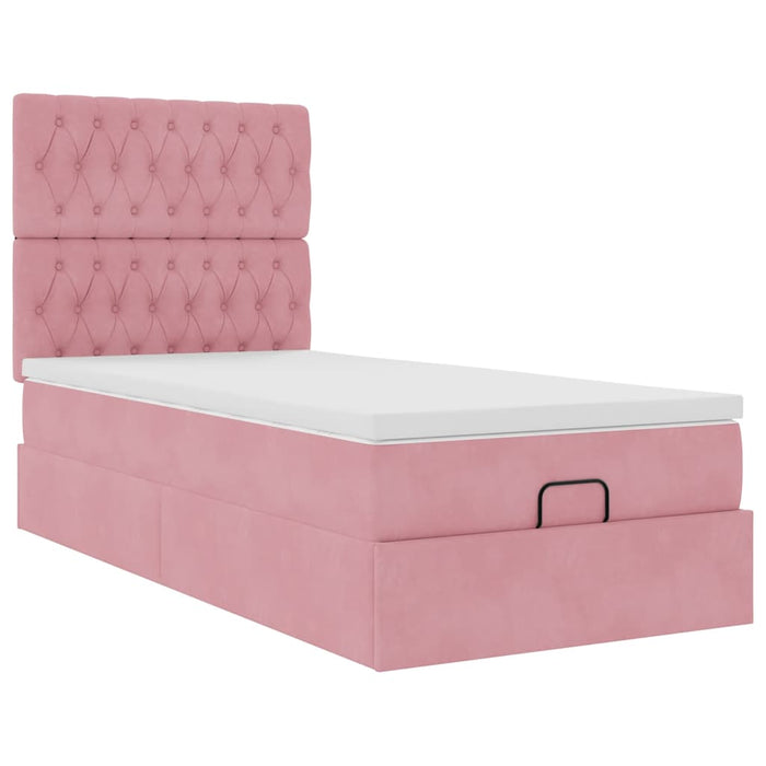 Cadru de pat otoman cu saltele Roz 80x200cm catifea - WALTI WALTI