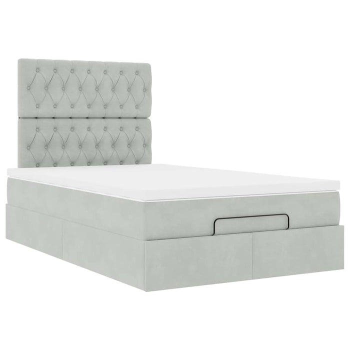 Cadru de pat otoman cu saltele Gri deschis 120x190cm catifea - WALTI WALTI