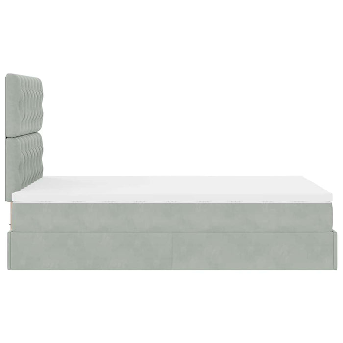 Cadru de pat otoman cu saltele Gri deschis 120x190cm catifea - WALTI WALTI