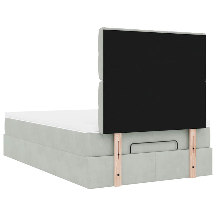 Cadru de pat otoman cu saltele Gri deschis 120x190cm catifea - WALTI WALTI