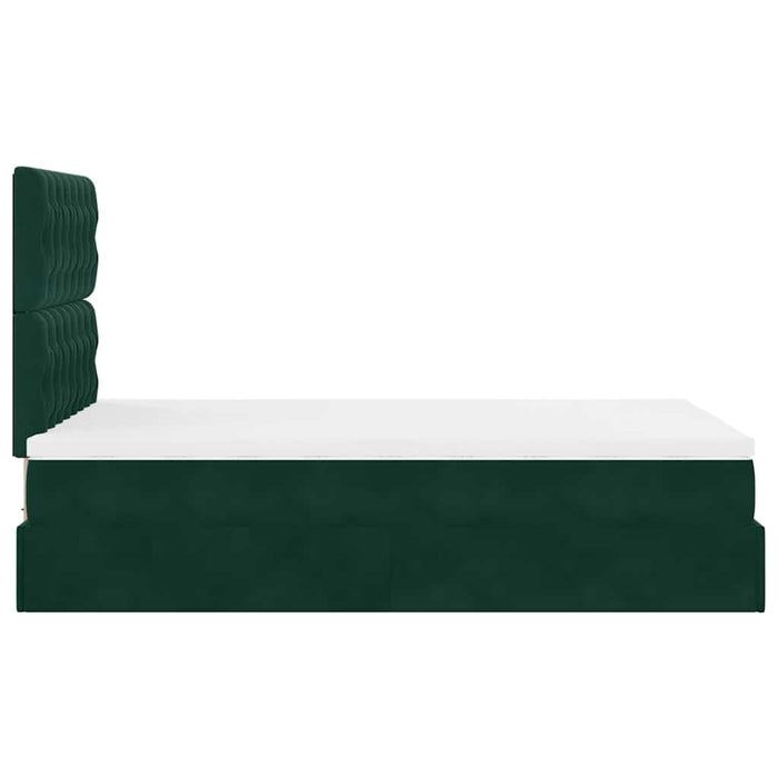 Cadru de pat otoman cu saltele, catifea verde închis 120x190cm - WALTI WALTI