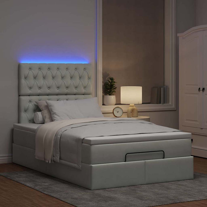 Cadru de pat otoman cu saltele Gri deschis 120x200cm catifea - WALTI WALTI