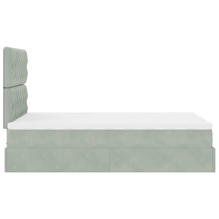 Cadru de pat otoman cu saltele Gri deschis 120x200cm catifea - WALTI WALTI