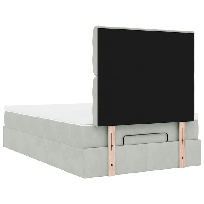 Cadru de pat otoman cu saltele Gri deschis 120x200cm catifea - WALTI WALTI