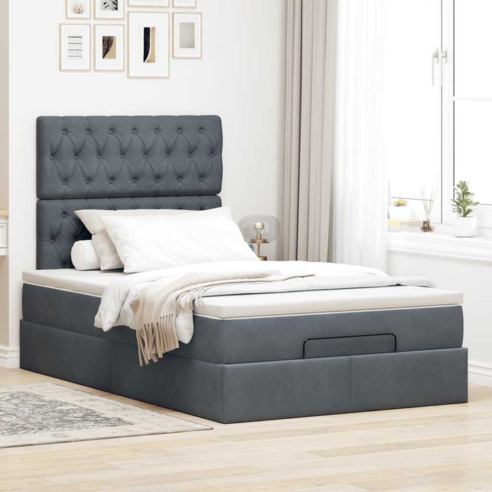 Cadru de pat otoman cu saltele Gri închis 120x200cm catifea - WALTI WALTI