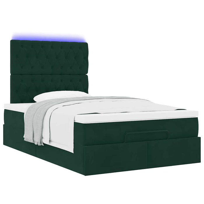 Cadru de pat otoman cu saltele, catifea verde închis 120x200cm - WALTI WALTI