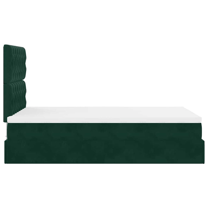 Cadru de pat otoman cu saltele, catifea verde închis 120x200cm - WALTI WALTI