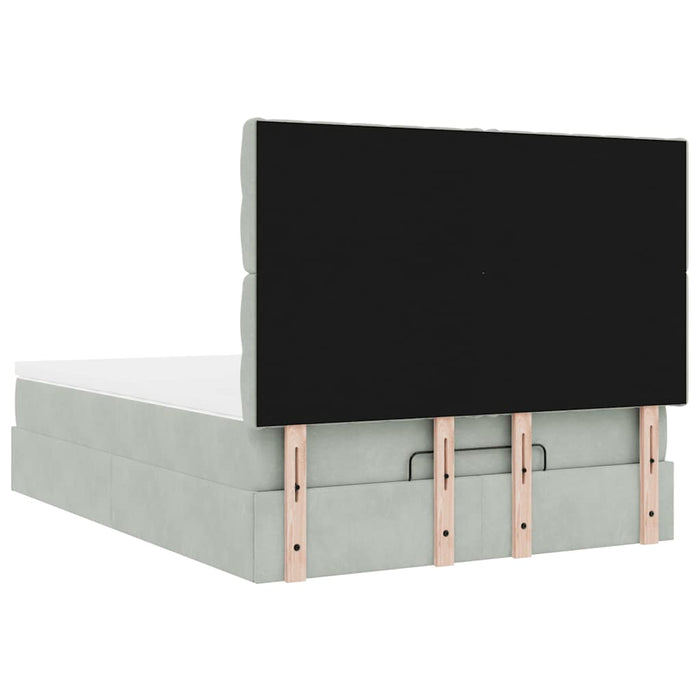 Cadru de pat otoman cu saltele Gri deschis 140x190cm catifea - WALTI WALTI